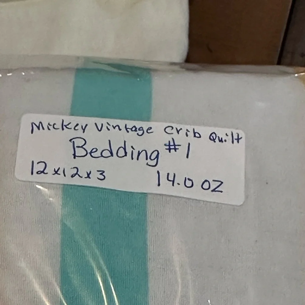 Vintage Disney Pastel Mickey Crib Quilt nursery 41.5”‎ x 31.5”